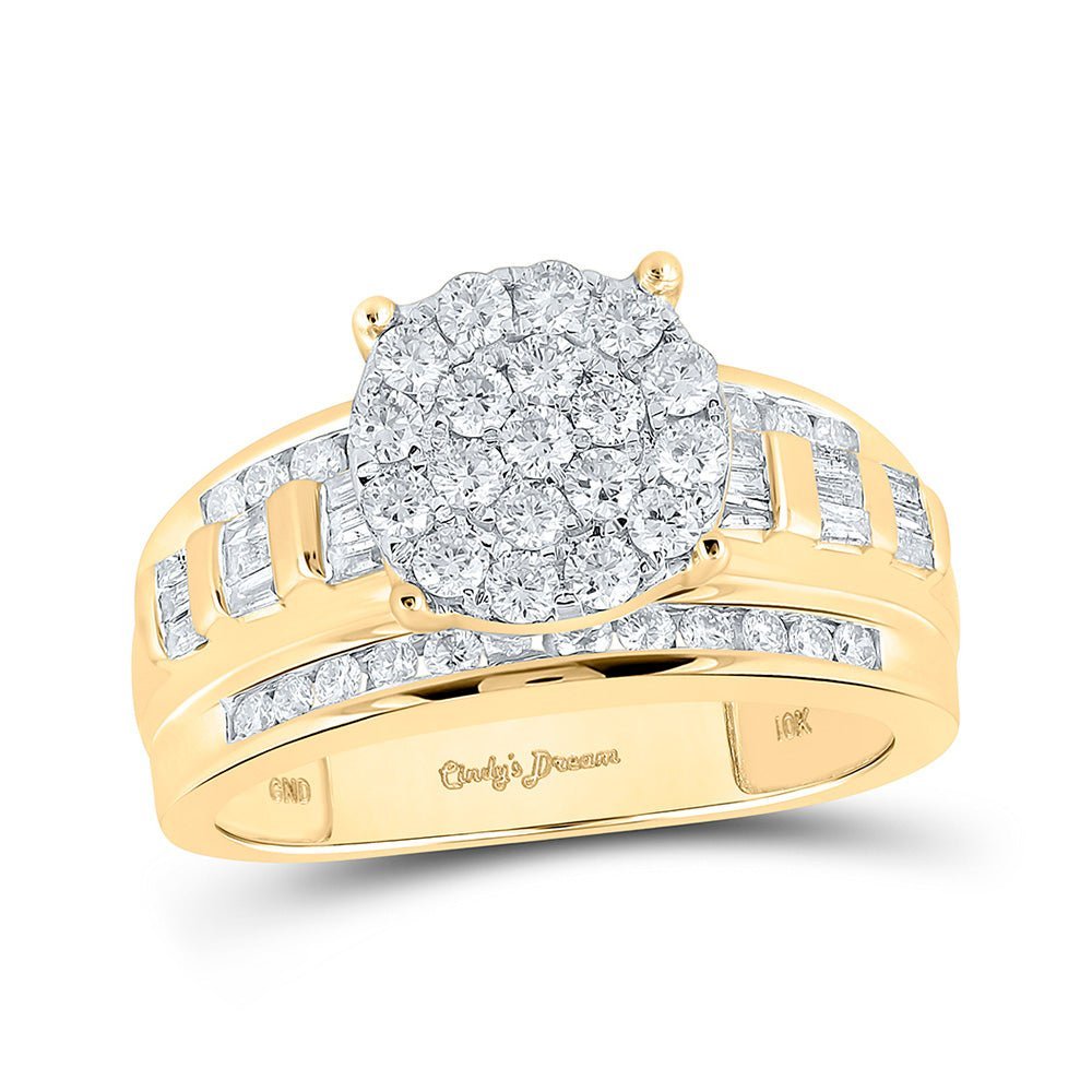 Radiant Love 10kt Yellow Gold Diamond Cluster Bridal Wedding Engagement Ring - Splendid Jewellery