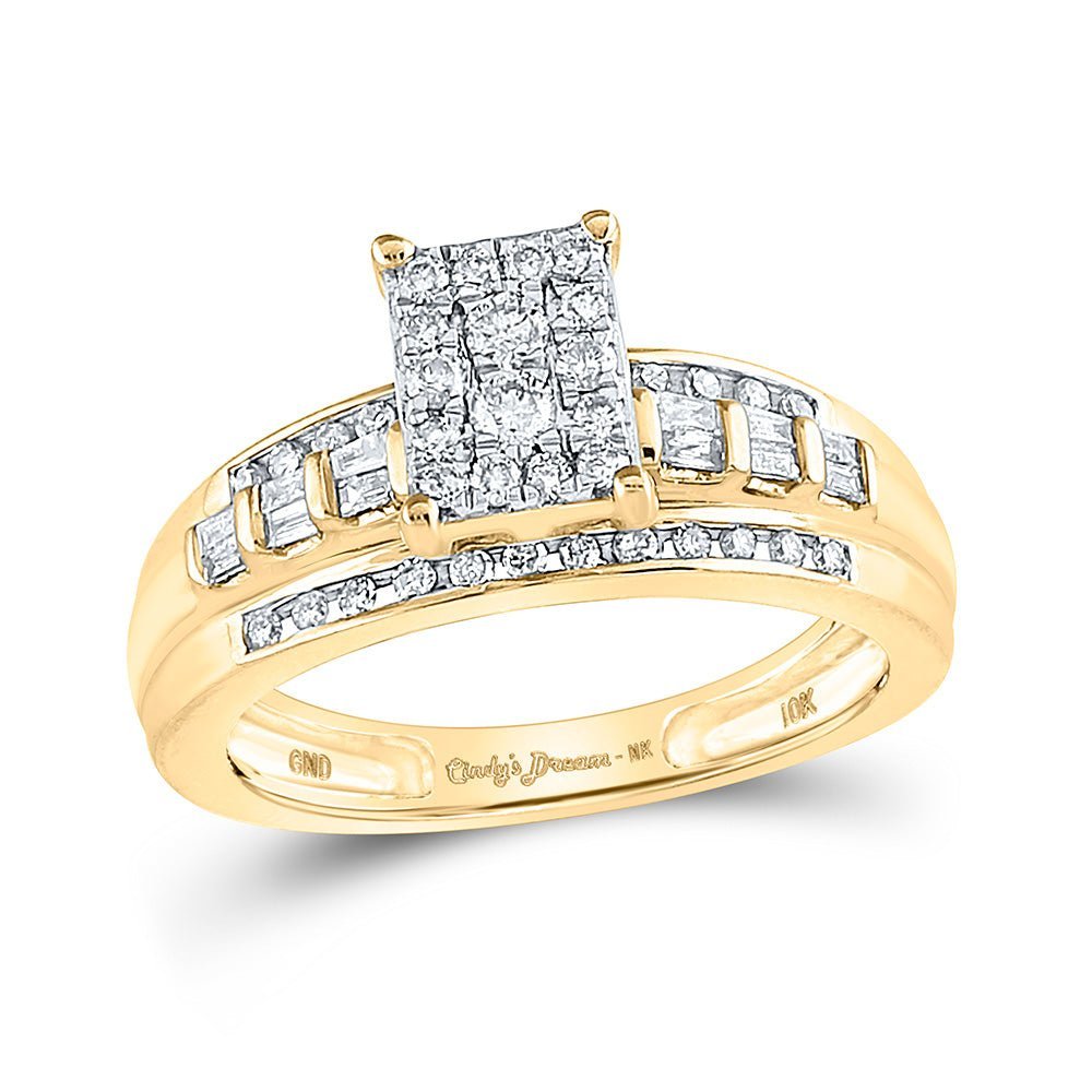 Radiant Love 10kt Yellow Gold Diamond Cluster Bridal Wedding Ring - Splendid Jewellery