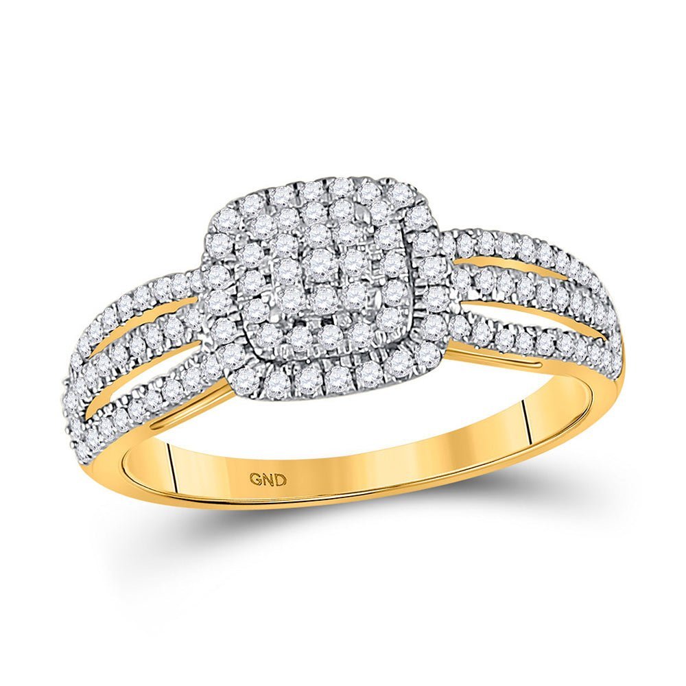 Radiant Love 10kt Yellow Gold Diamond Cluster Bridal Wedding Ring - Splendid Jewellery