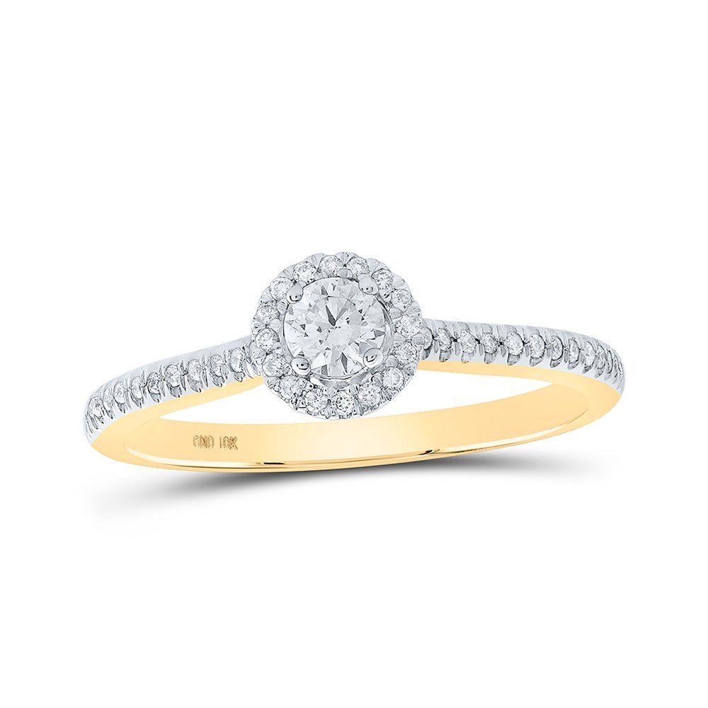 Radiant Love 10kt Yellow Gold Diamond Halo Bridal Wedding Engagement Ring - Splendid Jewellery