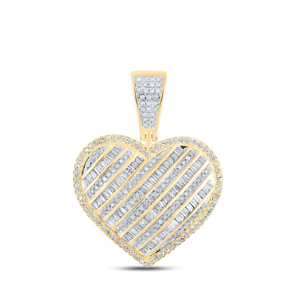 Radiant Love: 10kt Yellow Gold Diamond Heart Pendant 1 Cttw - Splendid Jewellery