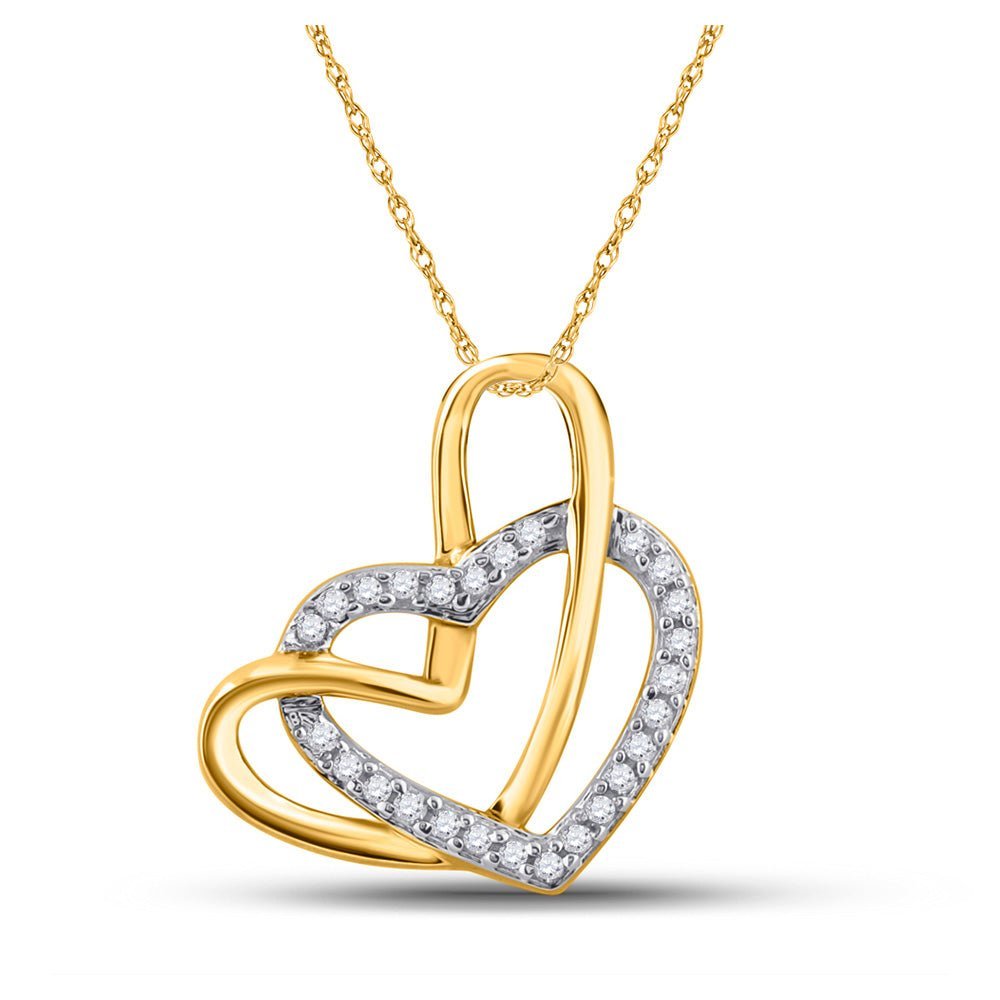Radiant Love: 10kt Yellow Gold Diamond Heart Pendant - Splendid Jewellery
