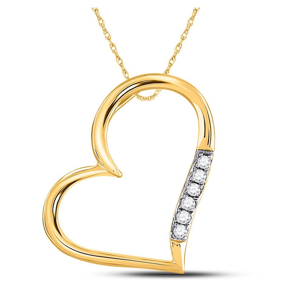 Radiant Love: 10kt Yellow Gold Diamond Heart Pendant - Splendid Jewellery