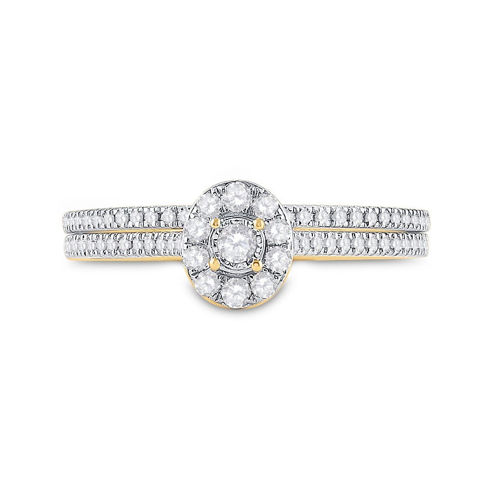 Radiant Love | 10kt Yellow Gold Diamond Oval Bridal Wedding Ring Band Set 1/3 Cttw | Splendid Jewellery - Splendid Jewellery