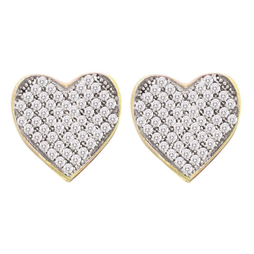 Radiant Love: 10kt Yellow Gold Heart Cluster Diamond Earrings - Splendid Jewellery