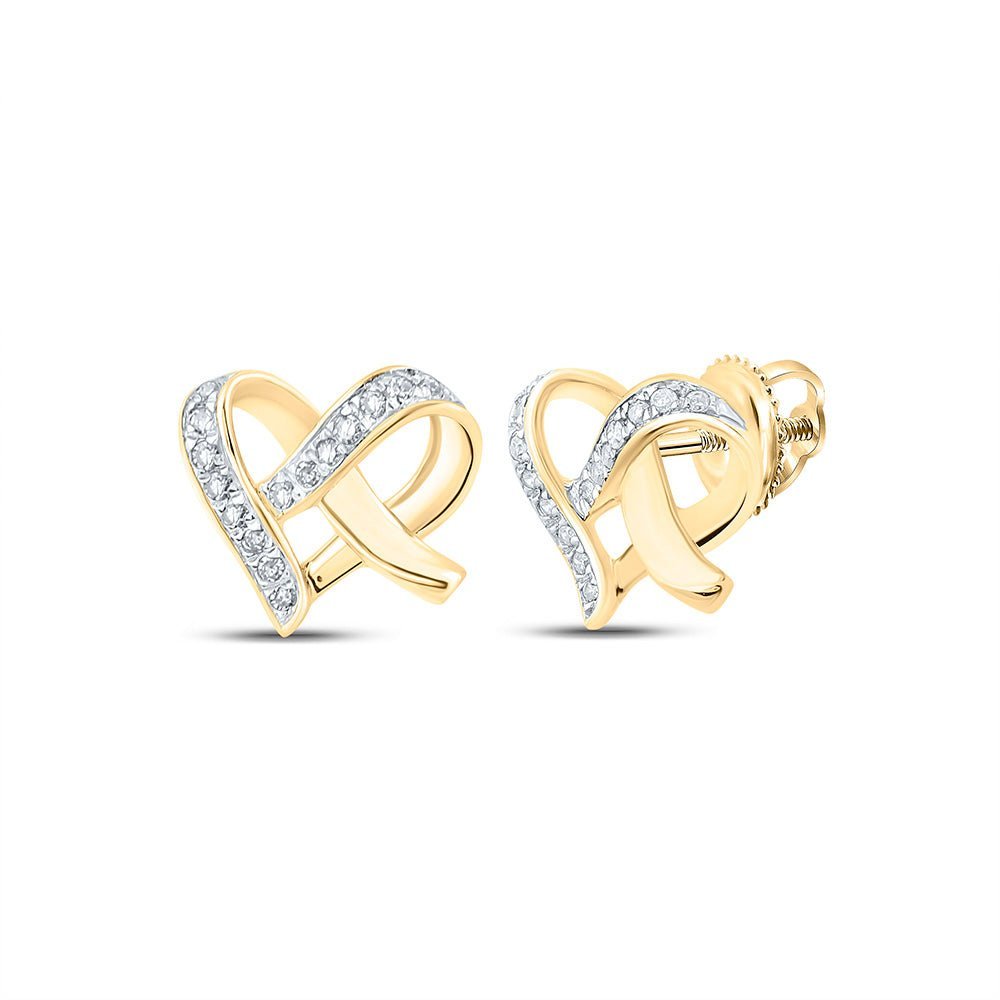 Radiant Love: 10kt Yellow Gold Heart Diamond Earrings - Splendid Jewellery