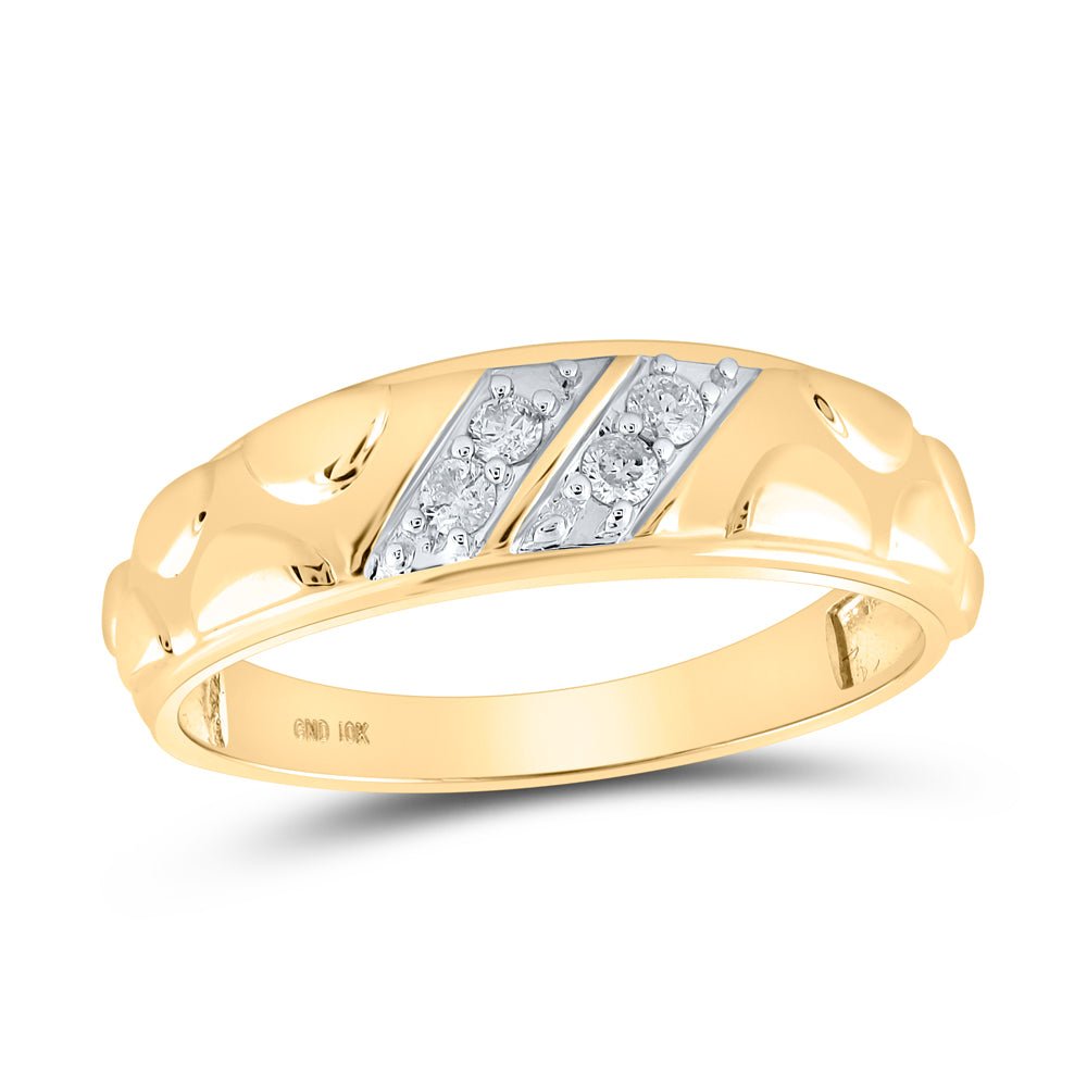 Radiant Love: 10kt Yellow Gold His Hers Round Diamond Cluster Matching Wedding Set 1/2 Cttw - Splendid Jewellery