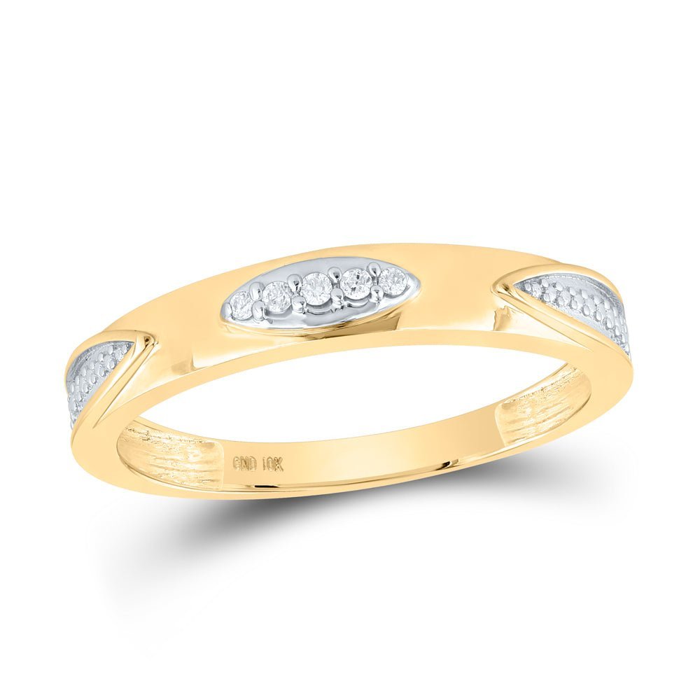 Radiant Love: 10kt Yellow Gold His Hers Round Diamond Square Matching Wedding Set 1/3 Cttw - Splendid Jewellery