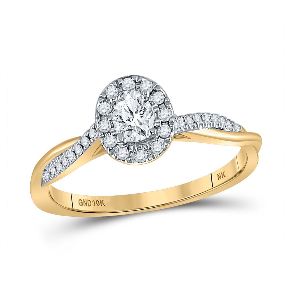 Radiant Love 10kt Yellow Gold Oval Diamond Halo Bridal Wedding Engagement Ring 1/3 Cttw - Splendid Jewellery