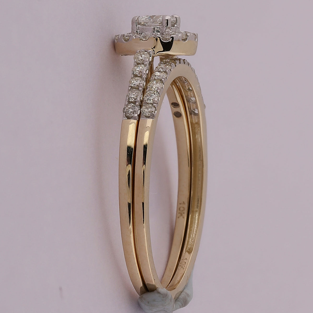 Radiant Love: 10kt Yellow Gold Round Diamond Bridal Wedding Ring Band Set 1/2 Cttw - Splendid Jewellery