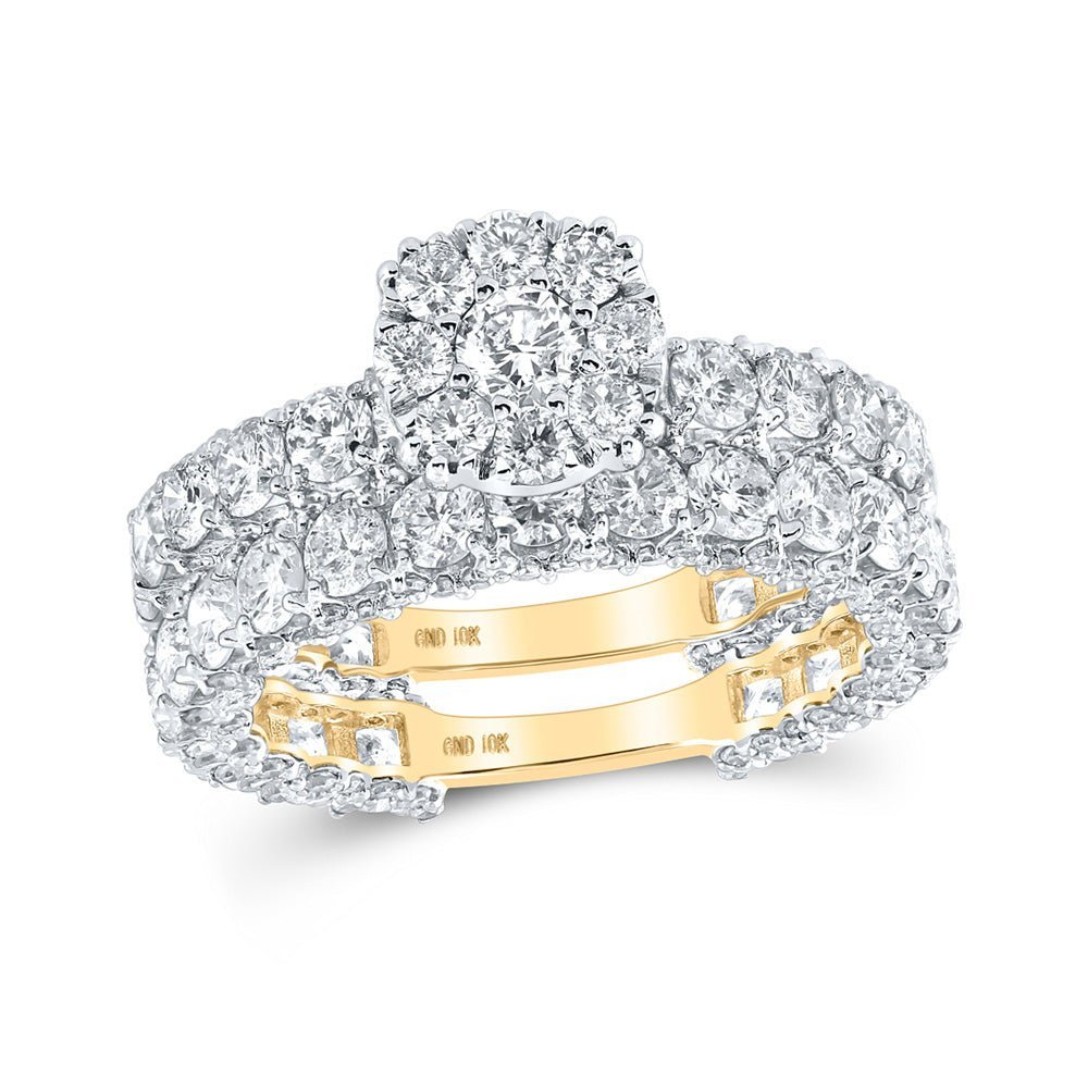 Radiant Love: 10kt Yellow Gold Round Diamond Bridal Wedding Ring Band Set 5 Cttw - Splendid Jewellery