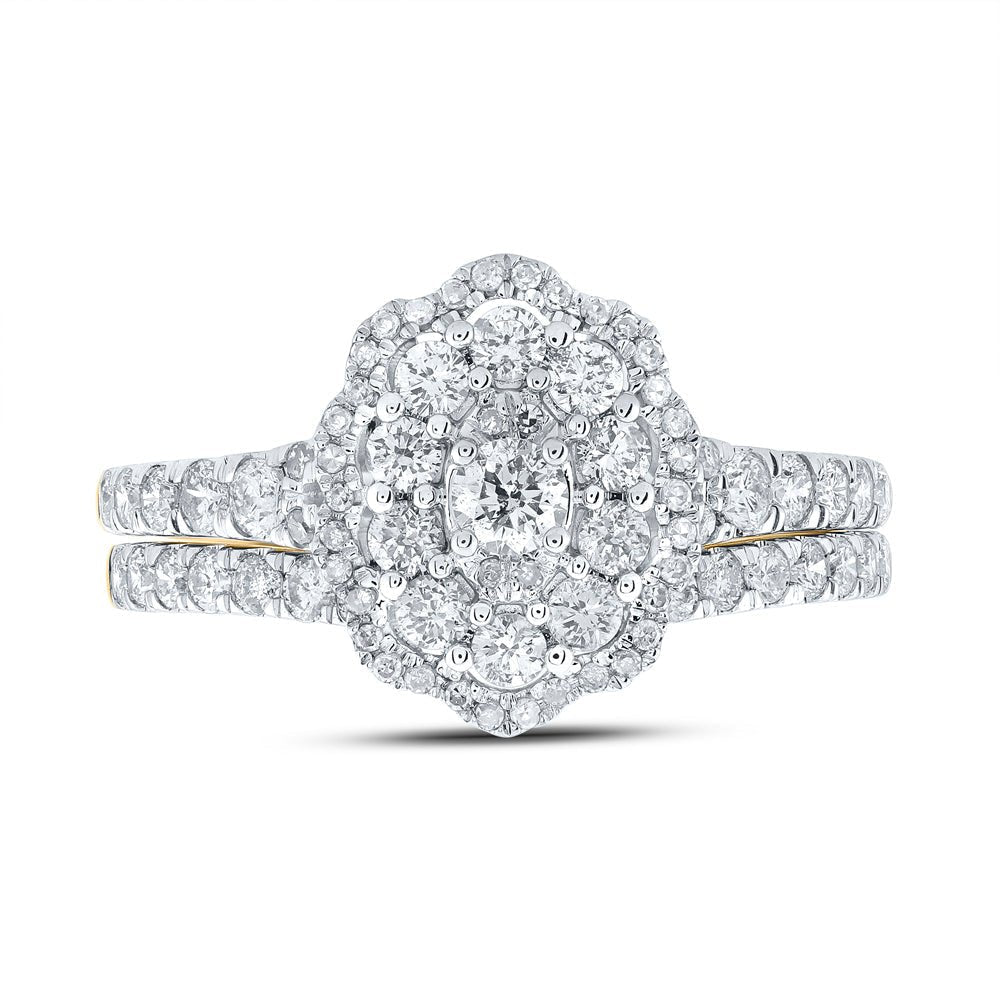 Radiant Love: 10kt Yellow Gold Round Diamond Bridal Wedding Ring Band Set - Splendid Jewellery