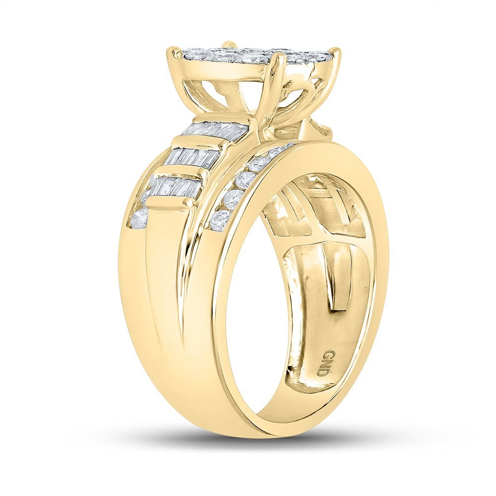 Radiant Love 10kt Yellow Gold Round Diamond Oval Bridal Wedding Engagement Ring 1 - 1/2 Cttw - Splendid Jewellery