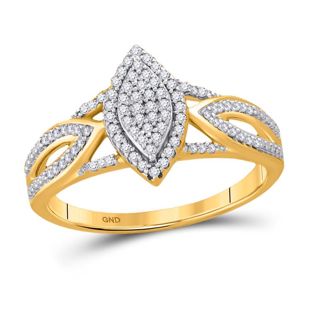 Radiant Love: 10kt Yellow Gold Round Diamond Oval Bridal Wedding Engagement Ring 1/4 Cttw - Splendid Jewellery