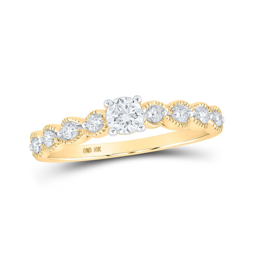 Radiant Love 10kt Yellow Gold Round Diamond Solitaire Bridal Wedding Engagement Ring - Splendid Jewellery