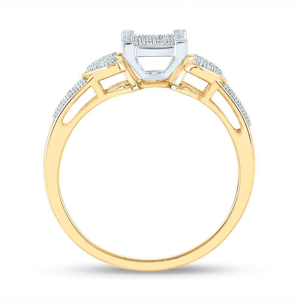 Radiant Love: 10kt Yellow Gold Womens Round Diamond Heart Cluster Ring - Splendid Jewellery