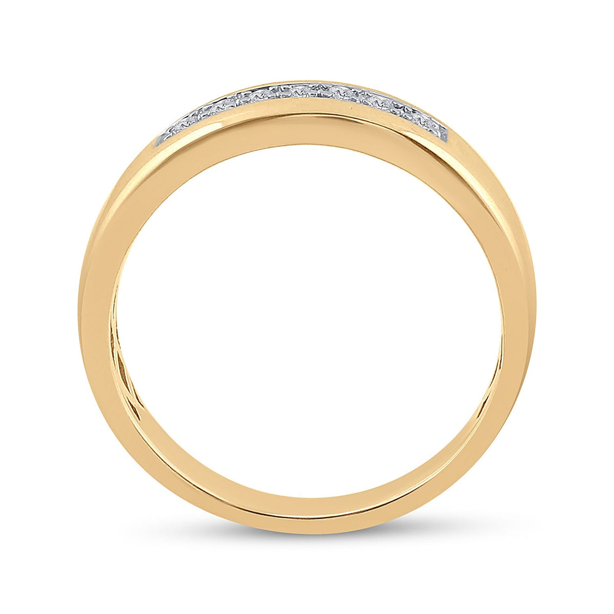 Radiant Love 10kt Yellow Gold Womens Round Diamond Single Row Wedding Band - Splendid Jewellery
