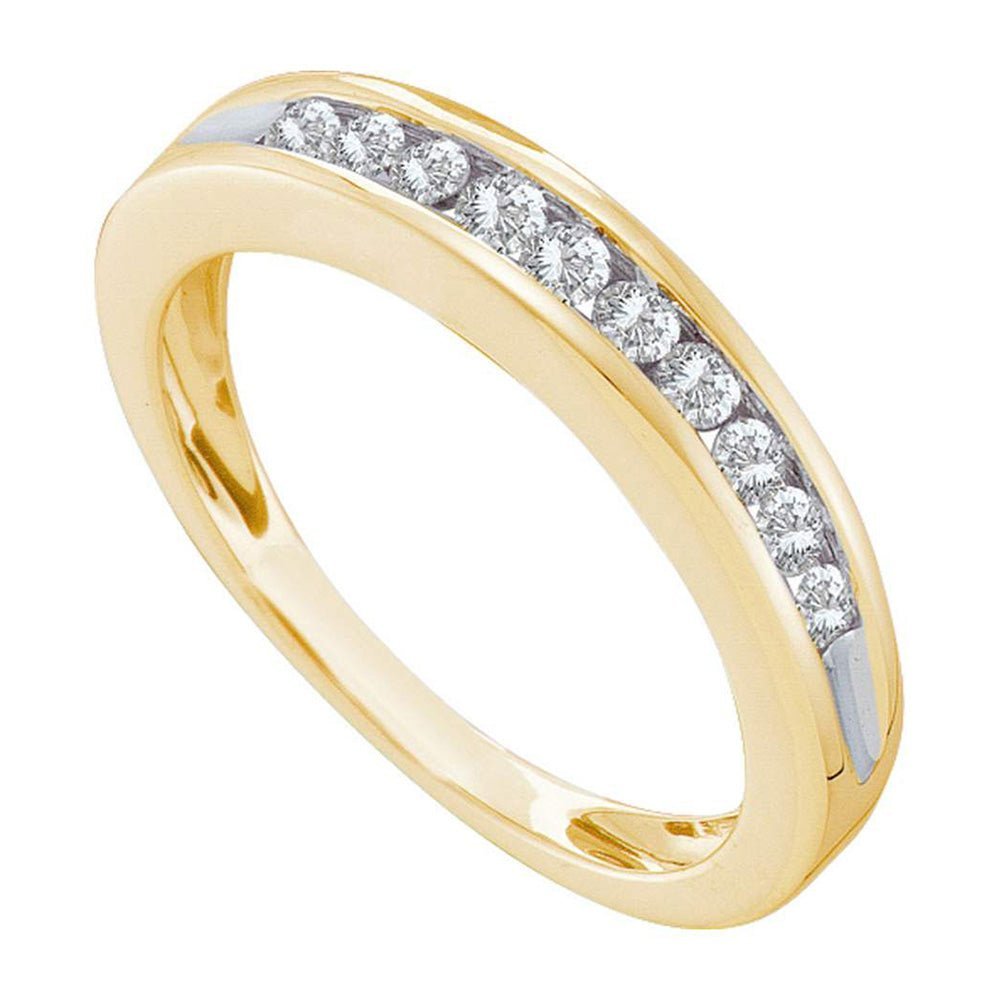 Radiant Love: 10kt Yellow Gold Womens Round Diamond Wedding Single Row Band 1/4 Cttw - Splendid Jewellery