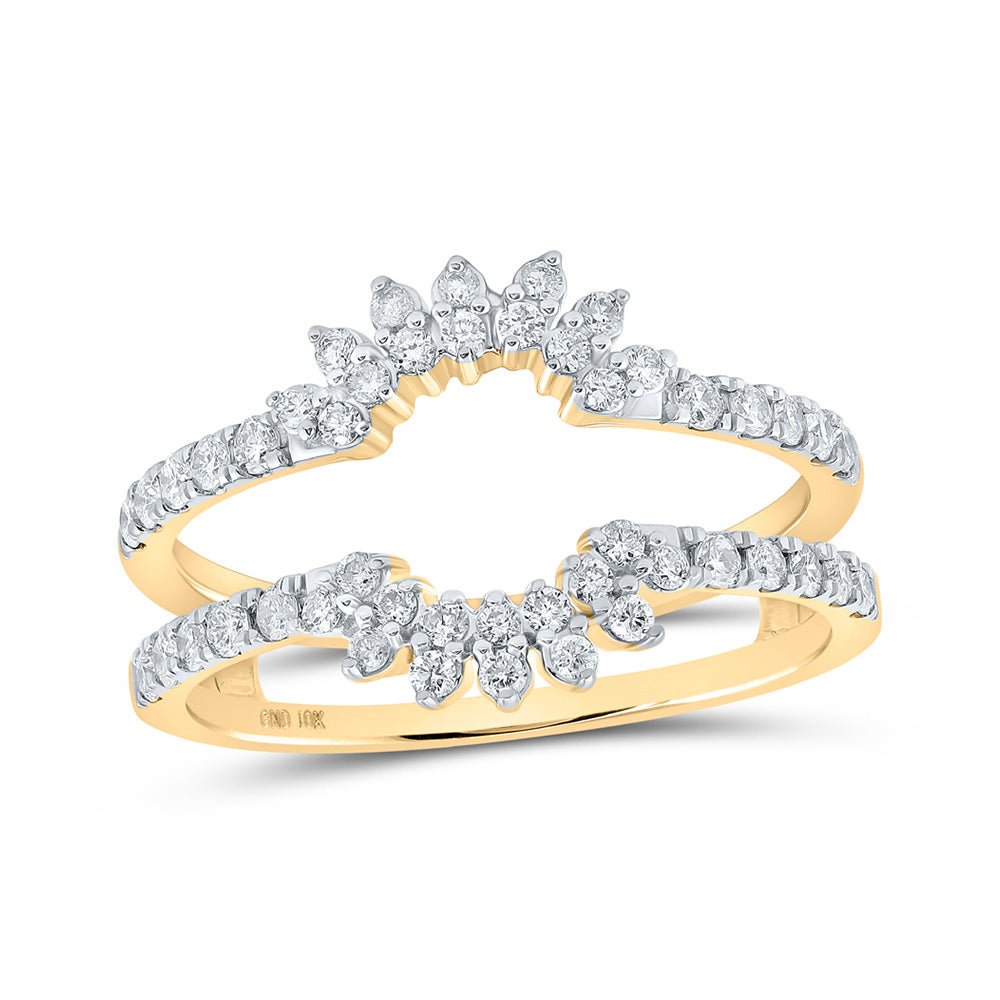 Radiant Love: 10kt Yellow Gold Womens Round Diamond Wrap Enhancer Wedding Band 1/2 Cttw - Splendid Jewellery