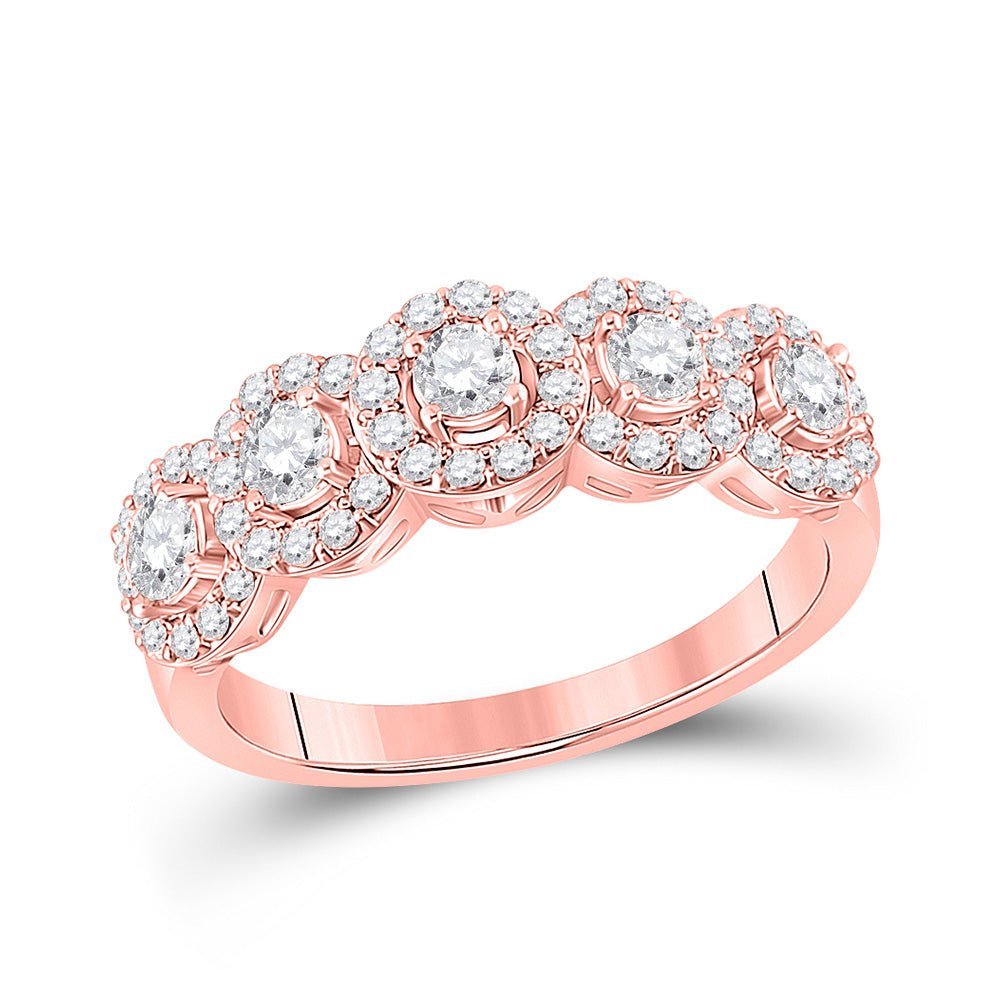 Radiant Love | 14kt Rose Gold Dazzling 5 - Stone Diamond Anniversary Ring - Splendid Jewellery