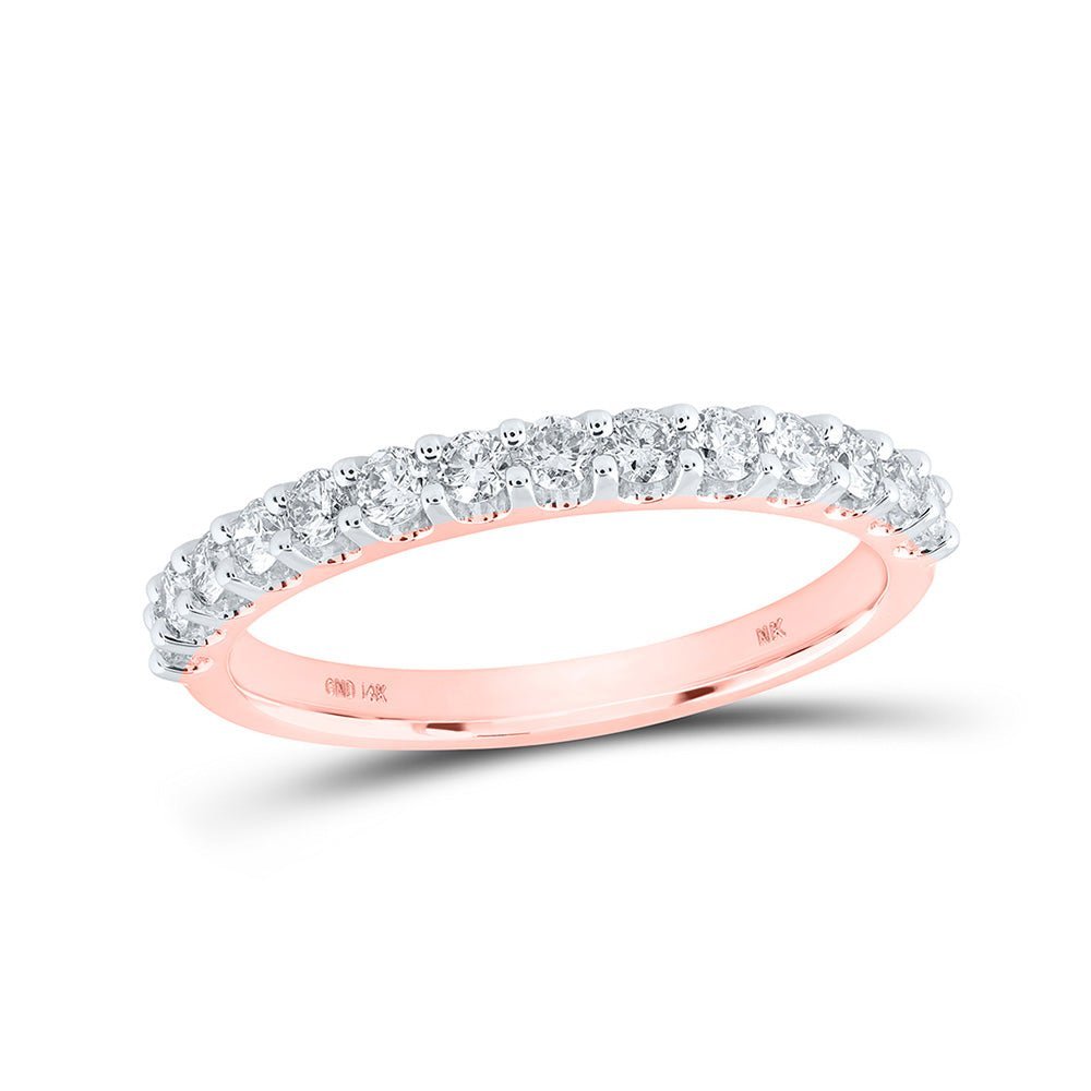 Radiant Love: 14kt Rose Gold Womens Round Diamond Wedding Band 1/2 Cttw - Splendid Jewellery