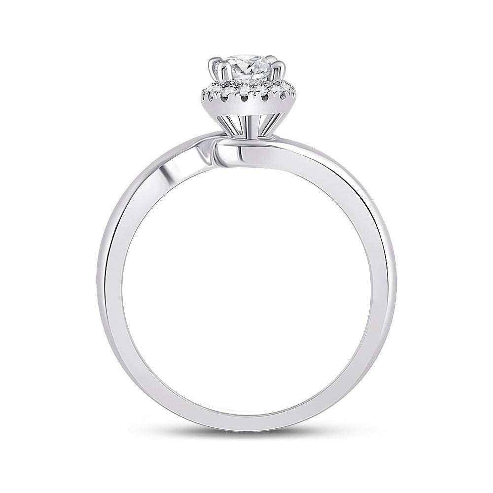 Radiant Love: 14kt White Gold Oval Diamond Halo Bridal Wedding Engagement Ring - Splendid Jewellery