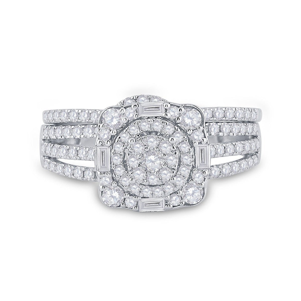 Radiant Love: 14kt White Gold Round Diamond Bridal Wedding Ring Band Set 1 Cttw - Splendid Jewellery