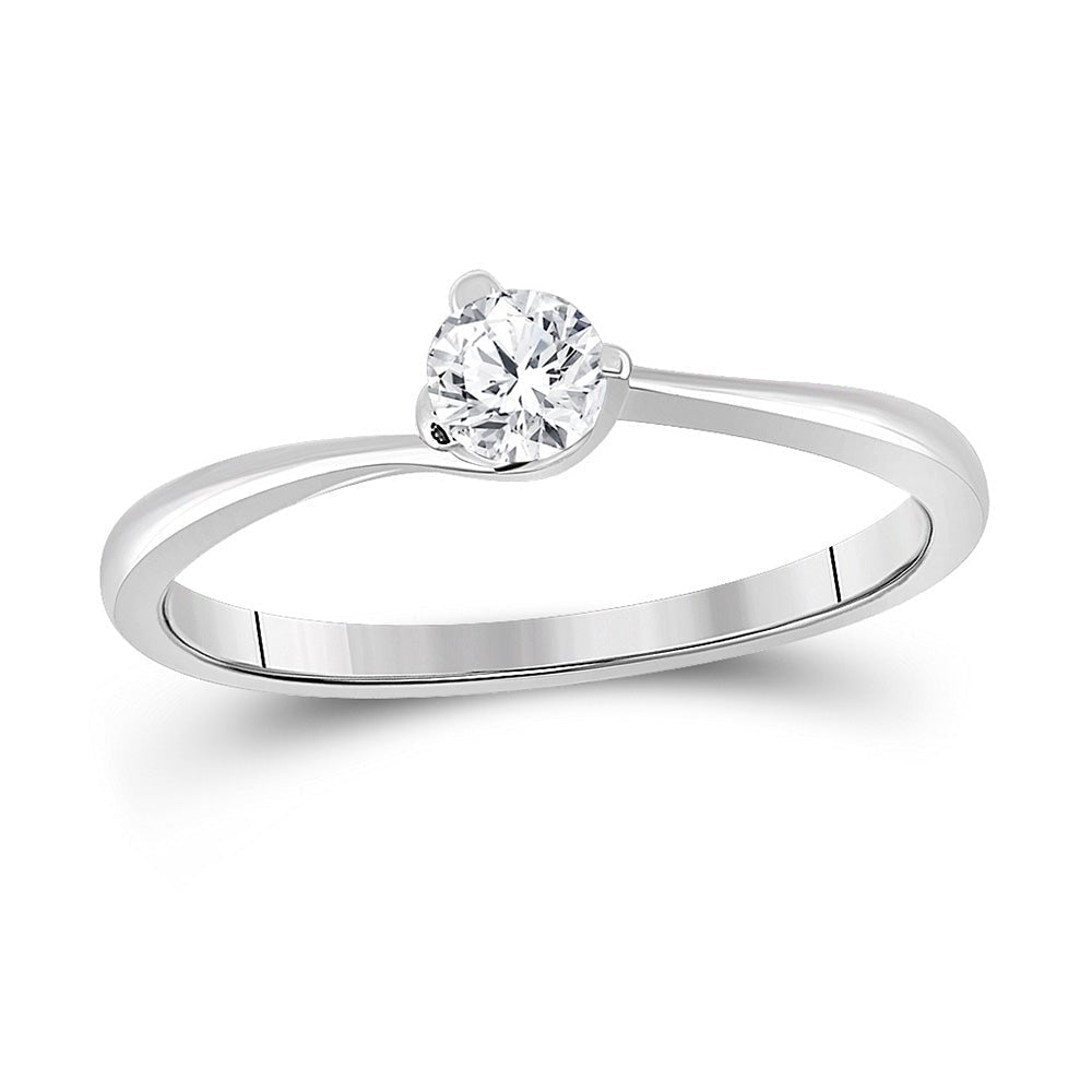 Radiant Love 14kt White Gold Round Diamond Solitaire Bridal Wedding Ring - Splendid Jewellery