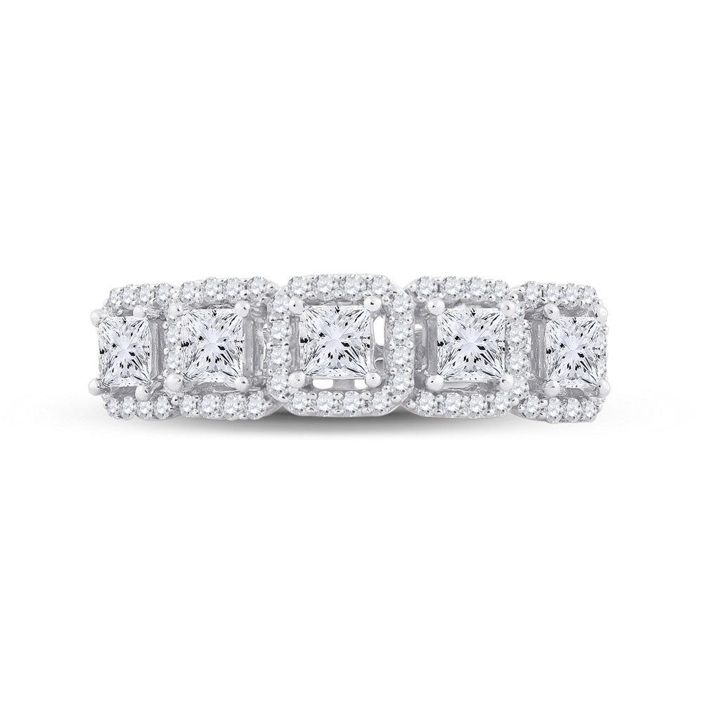 Radiant Love | 14kt White Gold Womens Princess Diamond 5 - Stone Anniversary Ring 1 Cttw | Splendid Jewellery - Splendid Jewellery