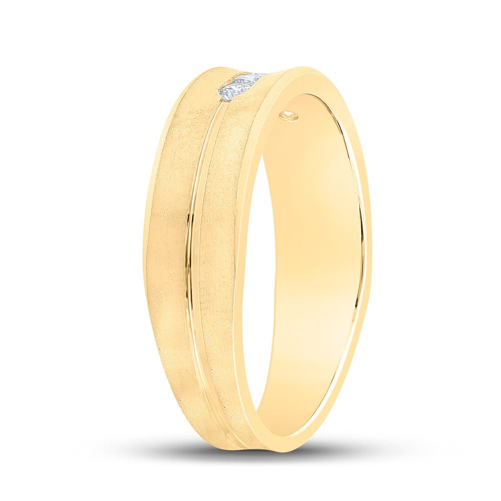 Radiant Love: 14kt Yellow Gold Men's Round Diamond Wedding Band Ring - Splendid Jewellery