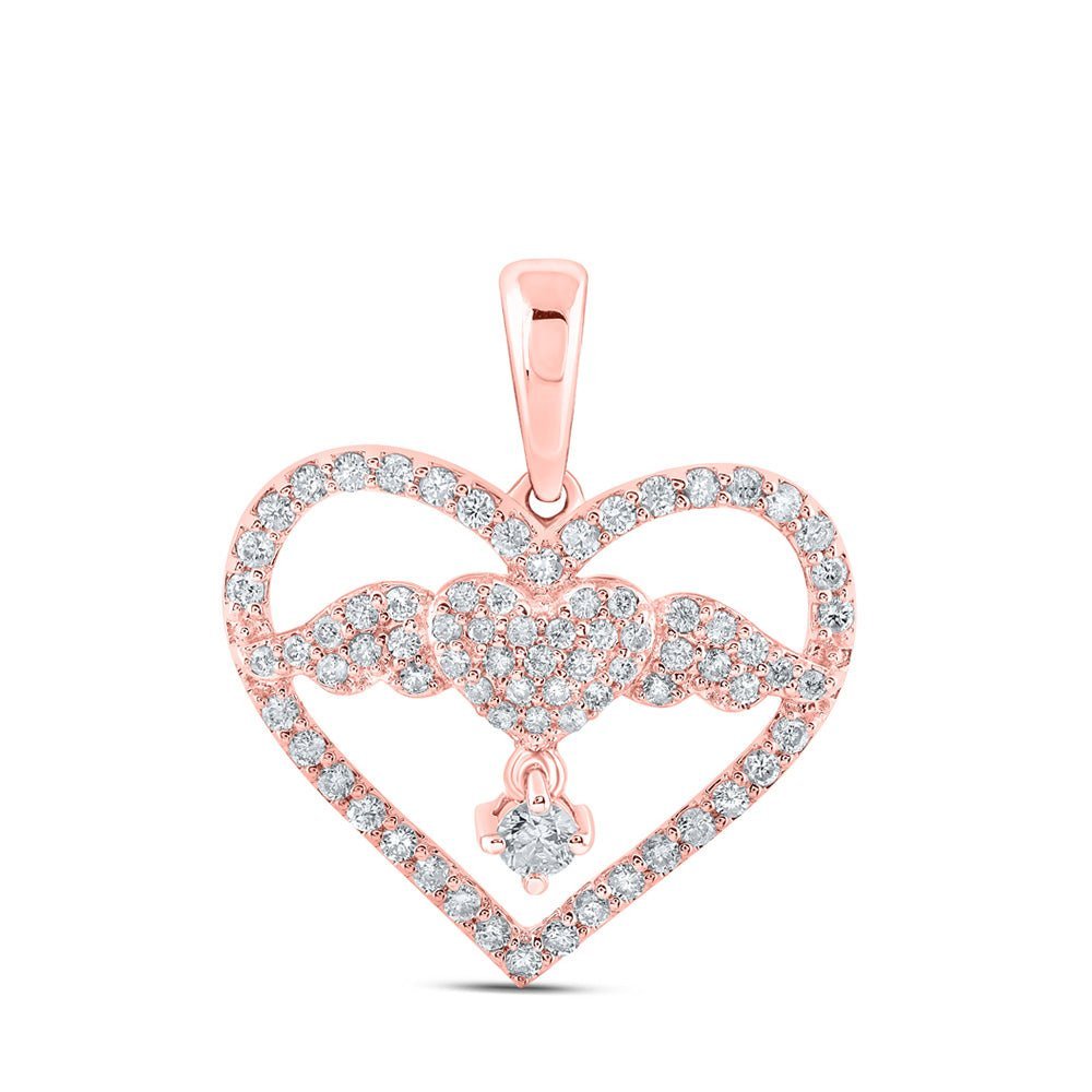 Radiant Love Diamond Angel Heart Pendant - Splendid Jewellery