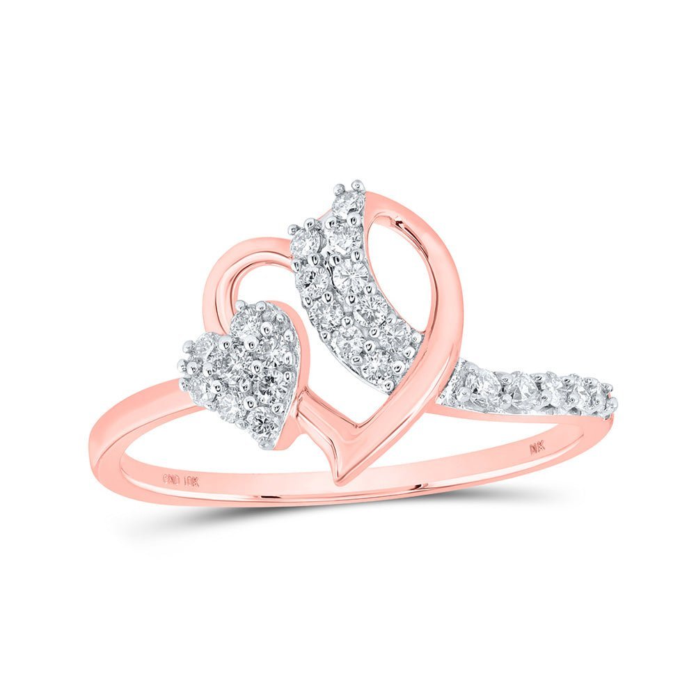 Radiant Love Diamond Heart Ring | 10kt Rose Gold Womens Round Diamond Heart Ring 1/4 Cttw - Splendid Jewellery