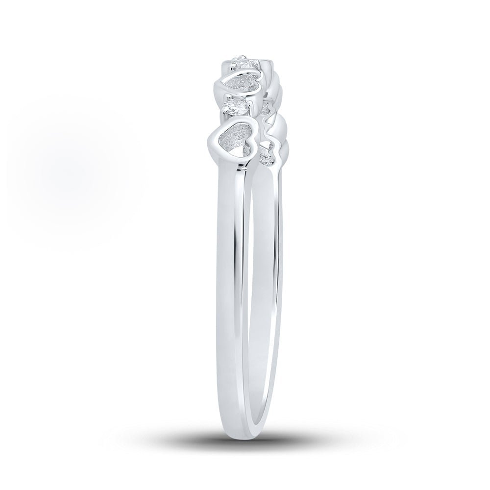 Radiant Love Diamond Heart Ring | 10kt White Gold Womens Round Diamond Heart Ring 1/20 Cttw - Splendid Jewellery