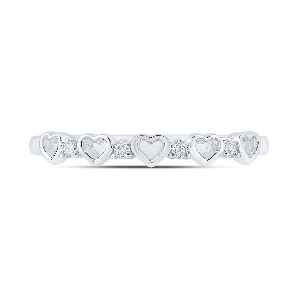 Radiant Love Diamond Heart Ring | 10kt White Gold Womens Round Diamond Heart Ring 1/20 Cttw - Splendid Jewellery
