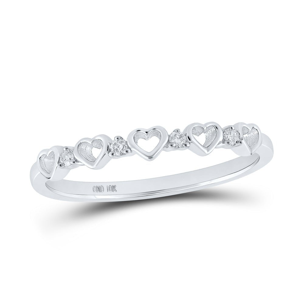 Radiant Love Diamond Heart Ring | 10kt White Gold Womens Round Diamond Heart Ring 1/20 Cttw - Splendid Jewellery