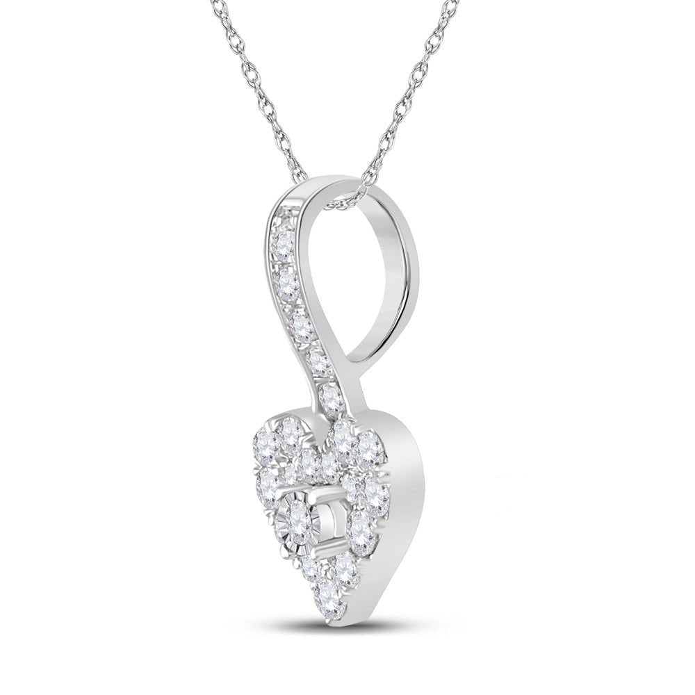 Radiant Love Diamond Pendant | 10kt White Gold 1/3 Cttw Heart & Love Symbol Necklace - Splendid Jewellery