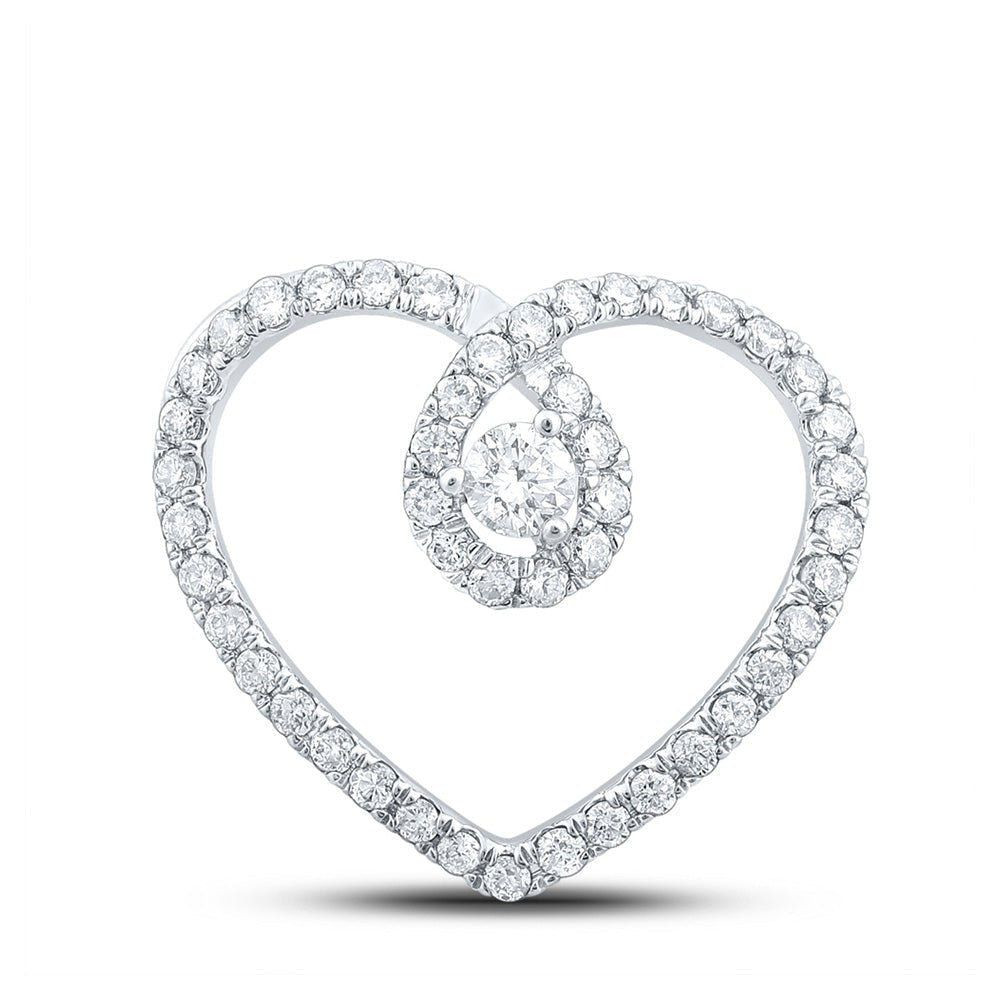 Radiant Love Diamond Pendant | 10kt White Gold Heart - shaped Pendant with Sparkling Diamonds - Splendid Jewellery
