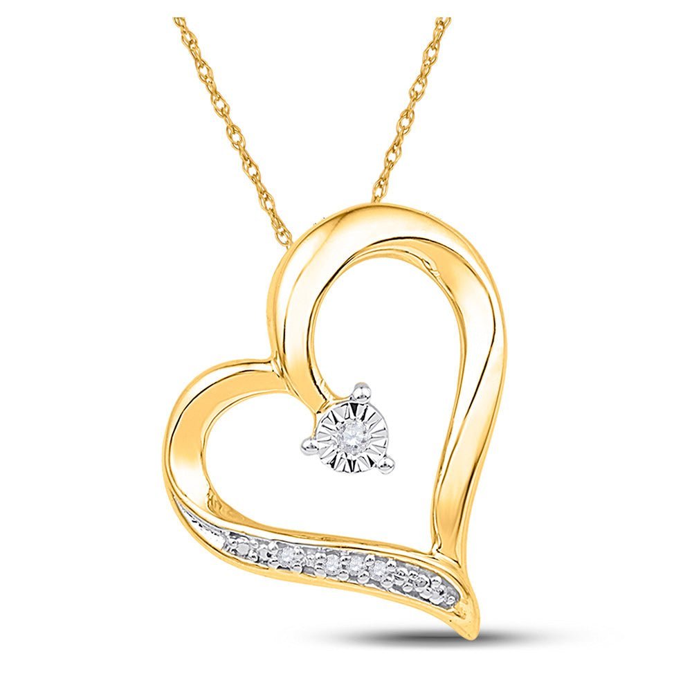 Radiant Love Diamond Pendant - 10kt Yellow Gold Heart & Love Symbol Necklace - Splendid Jewellery