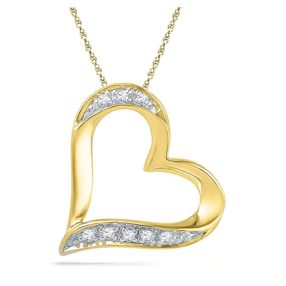 Radiant Love Diamond Pendant - 10kt Yellow Gold Heart Necklace with Sparkling Diamond Accent - Splendid Jewellery
