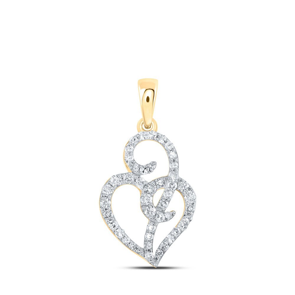 Radiant Love Diamond Pendant | 10kt Yellow Gold Heart - Shaped Necklace with 1/3 Cttw Round Diamonds - Splendid Jewellery