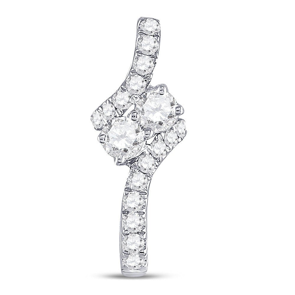 Radiant Love Diamond Pendant | 14kt White Gold Womens Round Diamond 2 - stone Pendant 1/2 Cttw | Splendid Jewellery - Splendid Jewellery