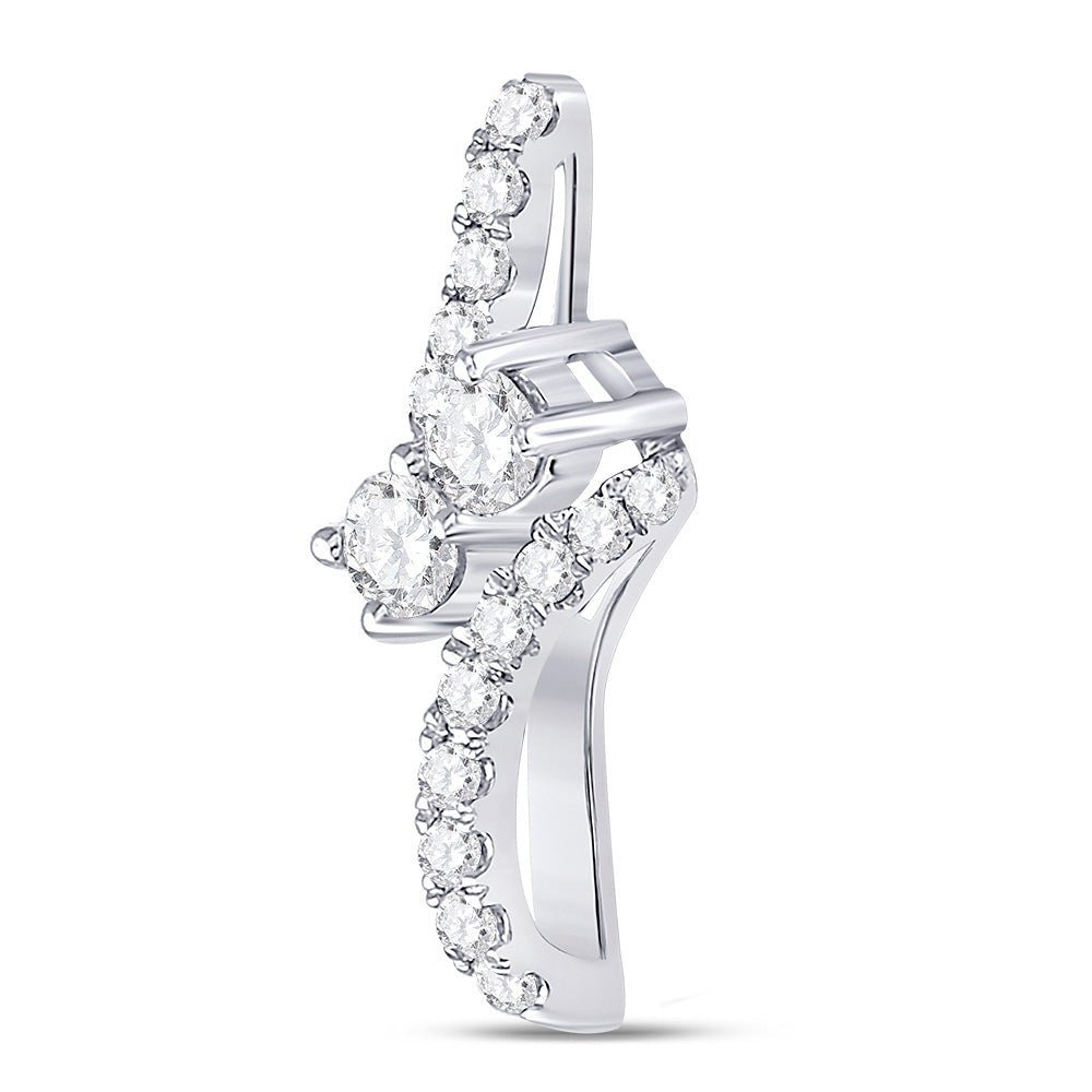 Radiant Love Diamond Pendant | 14kt White Gold Womens Round Diamond 2 - stone Pendant 1/2 Cttw | Splendid Jewellery - Splendid Jewellery