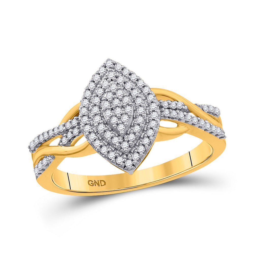 Radiant Marquise Diamond Cluster Ring in 10kt Yellow Gold - 1/4 Cttw - Splendid Jewellery