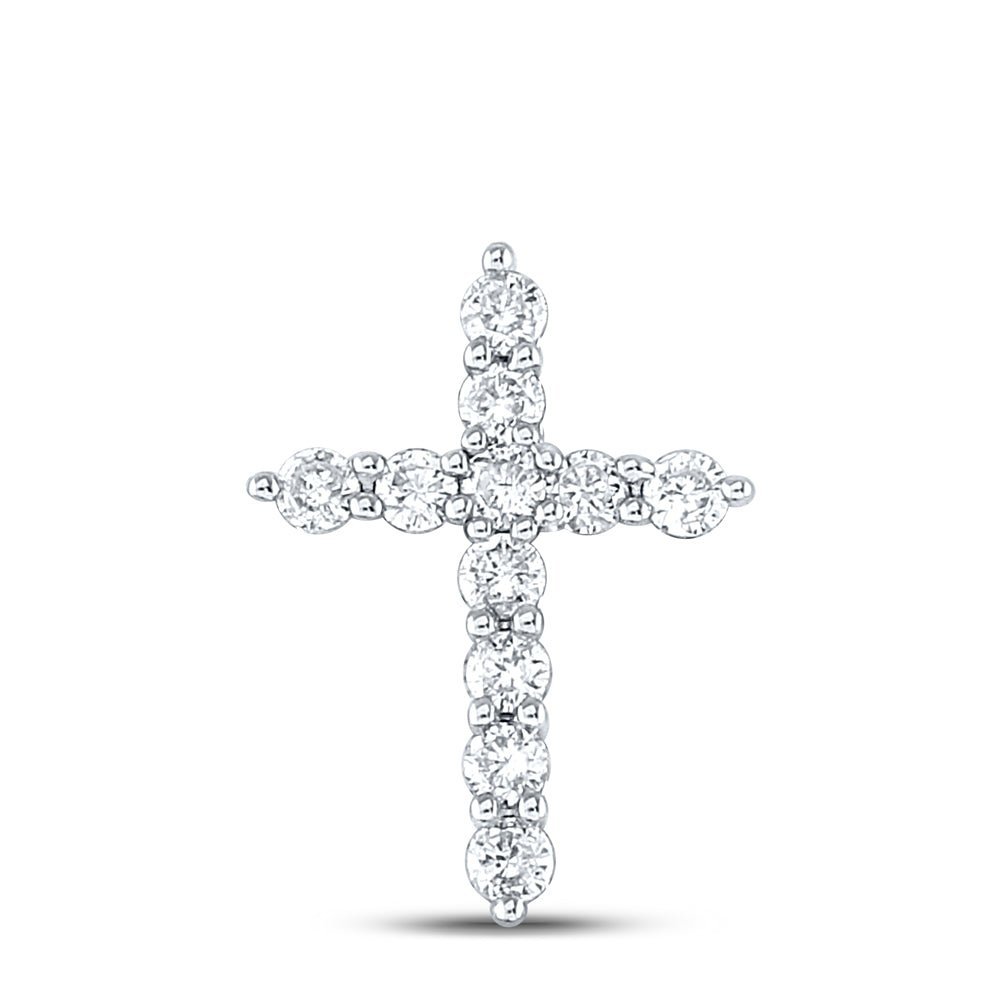 Radiant Reflections: 10kt White Gold Diamond Cross Pendant - Splendid Jewellery
