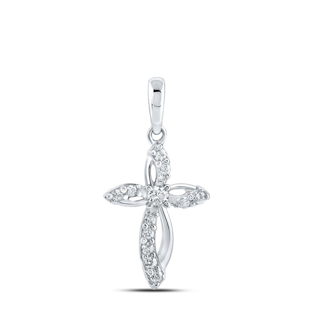 Radiant Reflections: 10kt White Gold Diamond Cross Pendant - Splendid Jewellery