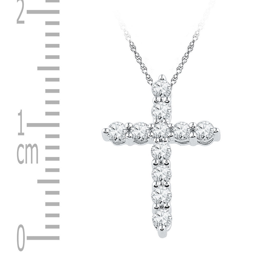 Radiant Reflections: 10kt White Gold Diamond Cross Pendant - Splendid Jewellery