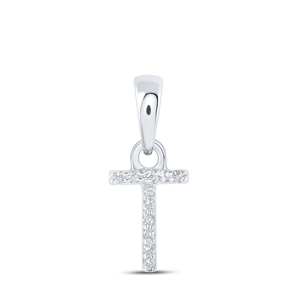 Radiant Reflections: 10kt White Gold Diamond Initial & Letter Pendant - Splendid Jewellery