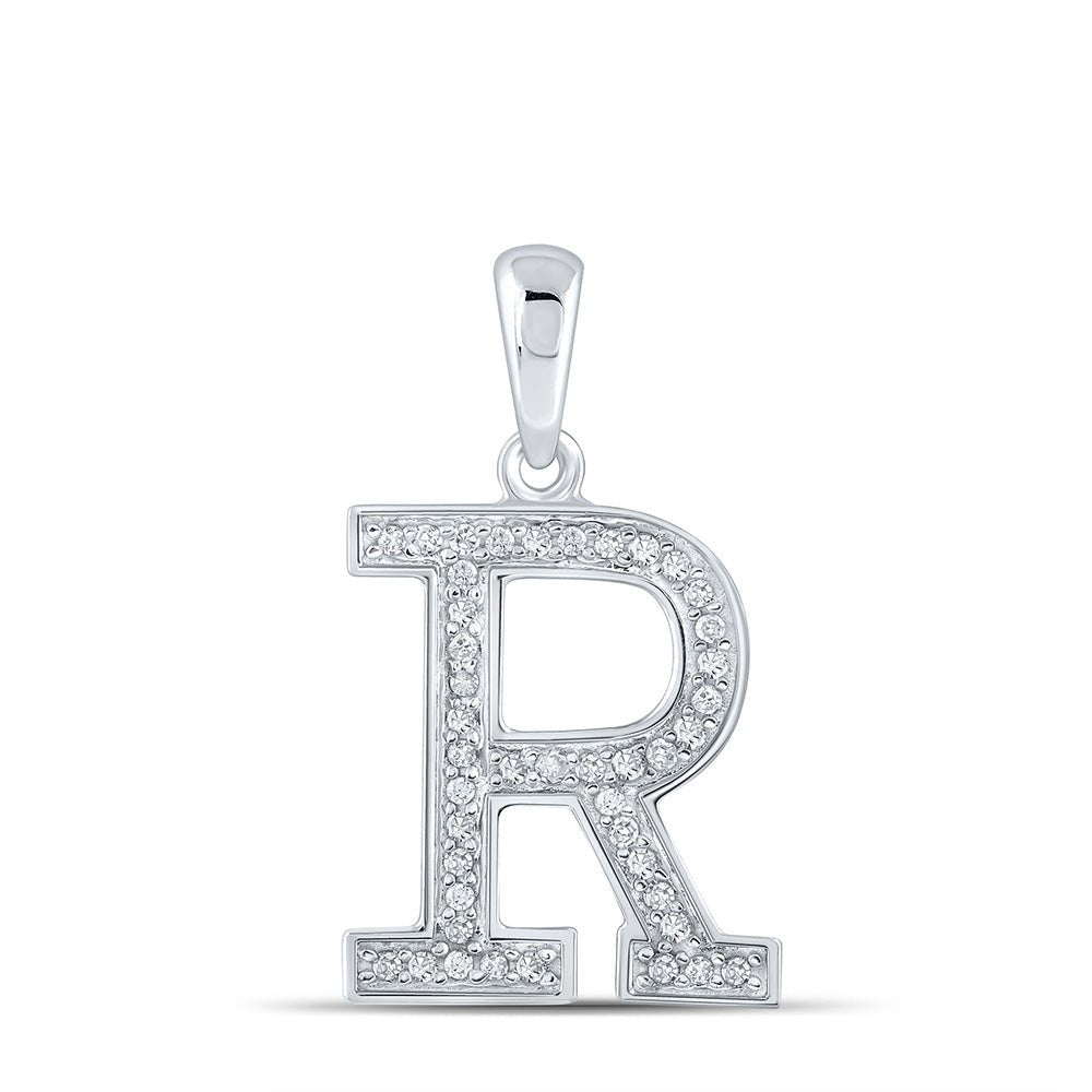 Radiant Reflections: 10kt White Gold Diamond Initial Pendant - Splendid Jewellery