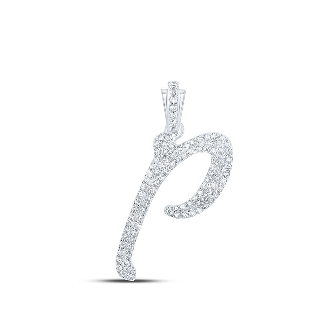 Radiant Reflections: 10kt White Gold Diamond Initial Pendant - Splendid Jewellery