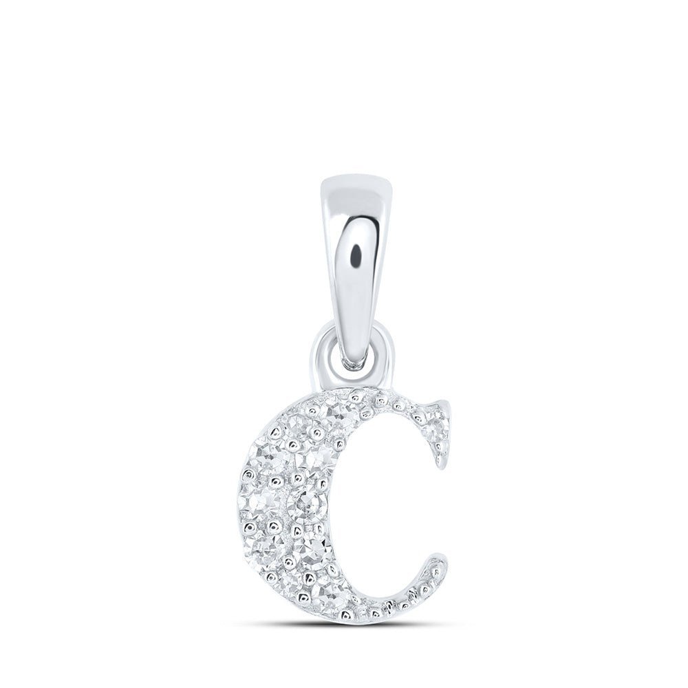 Radiant Reflections: 10kt White Gold Diamond Initial Pendant - Splendid Jewellery